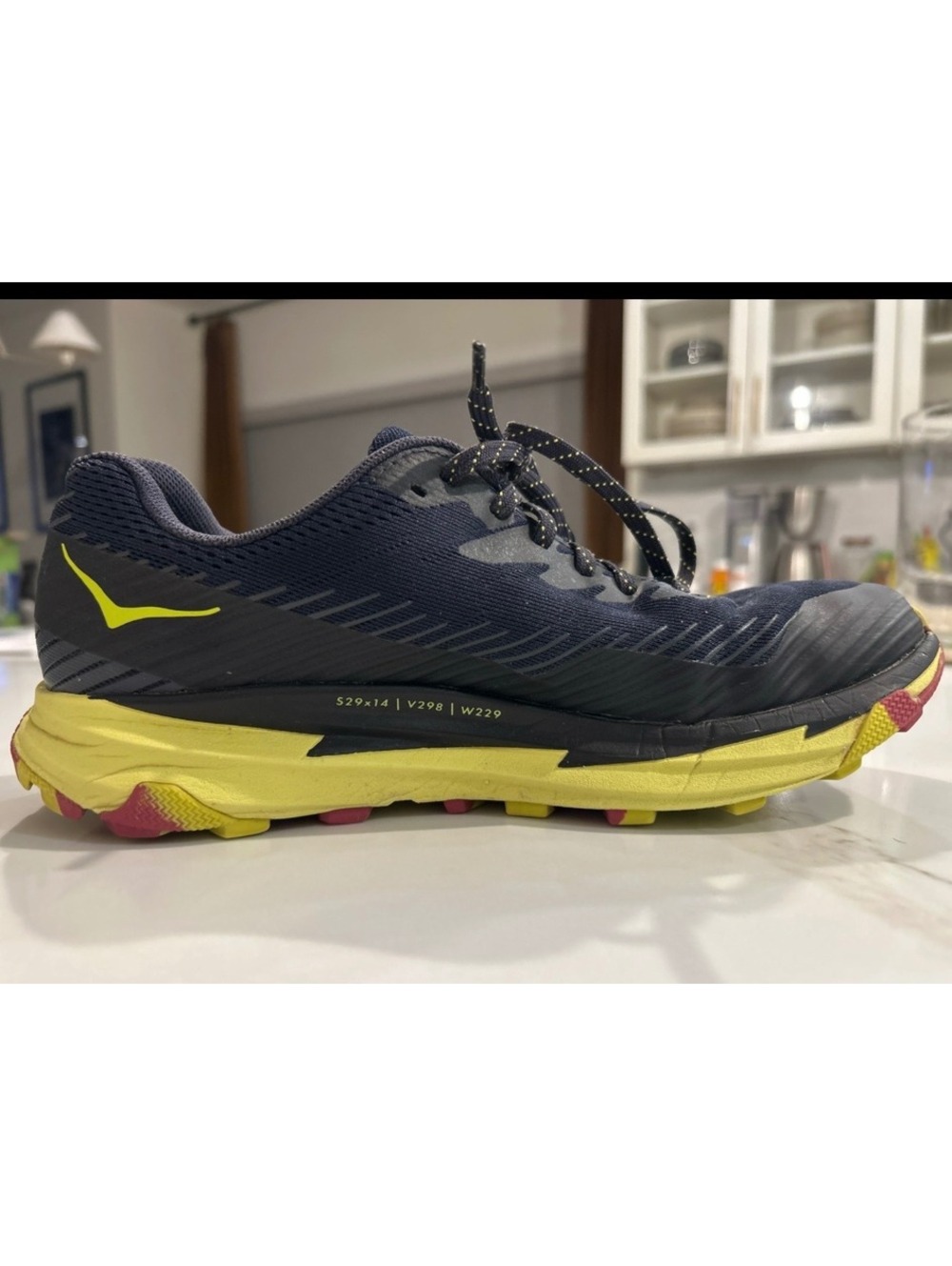 Hoka One One Trail Running Shoes - Navy and Yellow, Size 9 - Picture 2 of 7